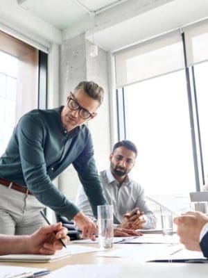 business workers at table